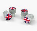 Elektroplate Union Jack Valve Cap Universal Matte Chrome Knurling 4-pack 