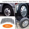 Wadoy 33mm Push On Lug Nut Covers 60 Pack X 2-5 8 Plastic Bullet With Chrome Plated Semi Truck