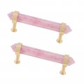 Rockcloud Pack Of 2 Rose Quartz Crystal Point Stone Drawer Pulls With Screws Cabinet Knobs Cupboard Door Handles For Home 