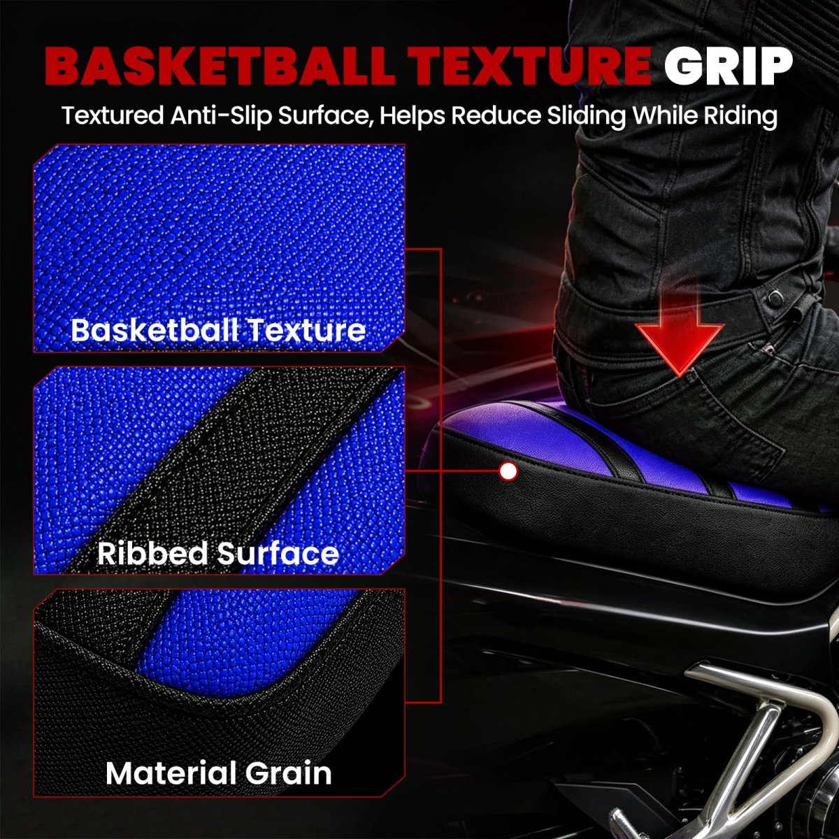 Blue Ribbed Mini Bike Seat Cover For Motovox Mbx10 Mototec 105cc And Italika Vrex 80cc Gripper Soft Cushion Replacement With