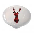Gotham Decor Buck Deer Head Red Plaid Drawer Cabinet Knob 