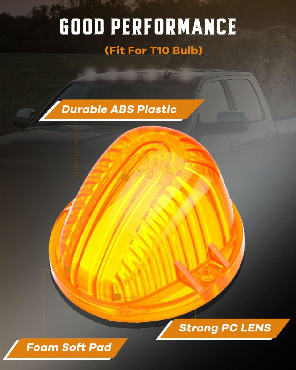 5 Piece Amber Round Cab Marker Cover Lens For Chevrolet C10 C20 C30 K10 K20 K30 And Gmc C1500 C2500 C3500 Trucks Suburbans