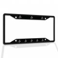 Fastasticdeals Metal Insert License Plate Frame German Shepherd Head Silver Weatherproof Car Accessories Black 4 Holes Solid 