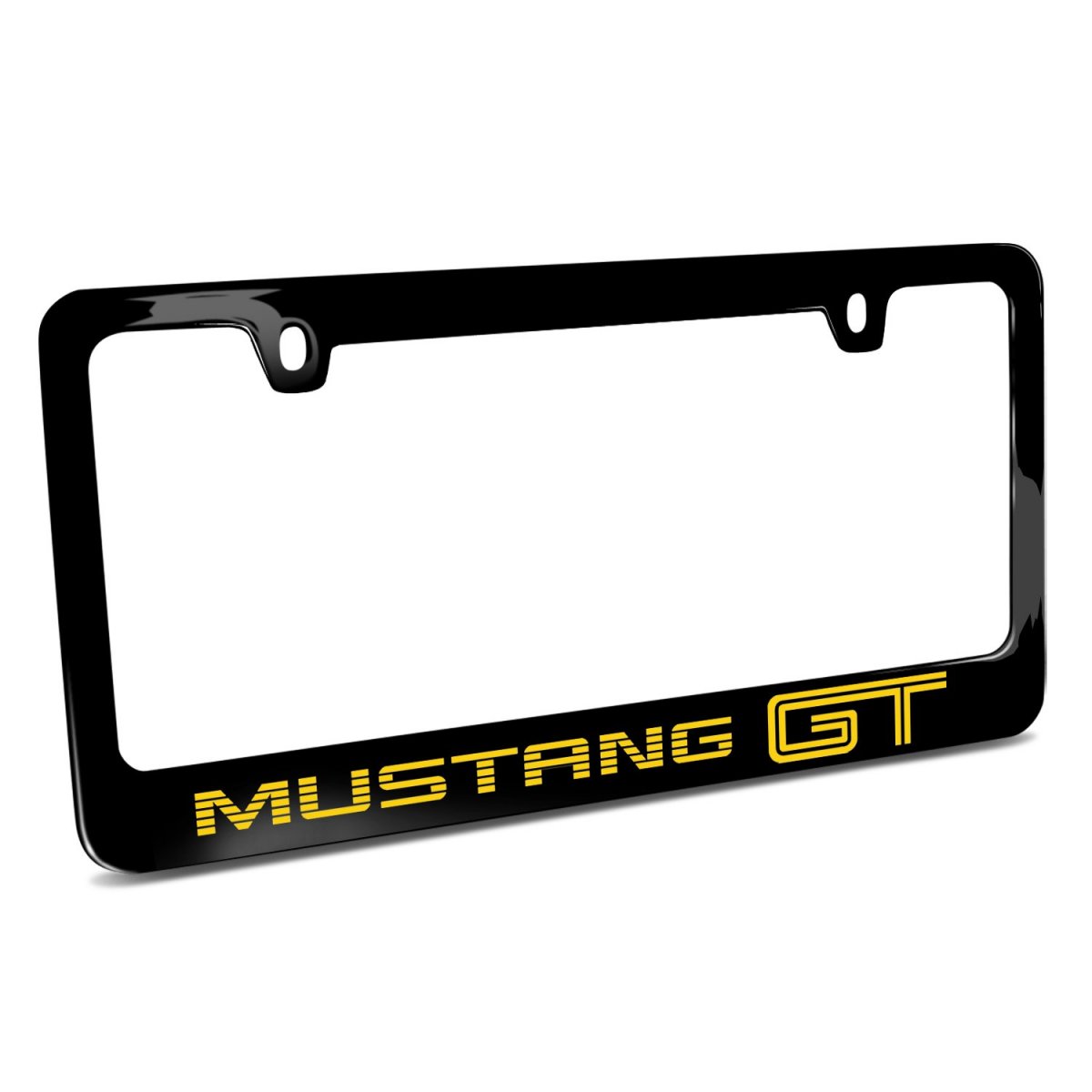 Ford Mustang Gt Speed-line In Yellow Black Metal License Plate Frame