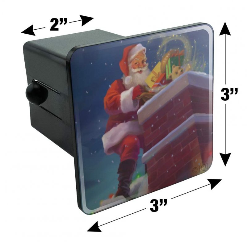 Christmas Holiday Santa Going Down The Chimney Tow Trailer Hitch Cover Plug For 2 In Receivers Black Abs Plastic With Uv