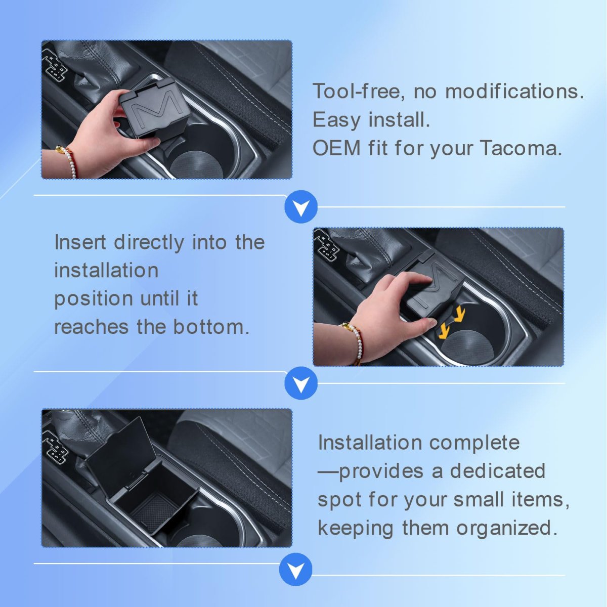 Coin Holder For 2016a 2020 2021 2022 2023 Toyota Tacoma 3rd Gen Not Manual Transmission Square Center Console Insert Cubby