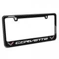 Ipick Image Made For Chevrolet Corvette C7 Dual Logo Black Real 3k Carbon Fiber Glossy Finish License Plate Frame