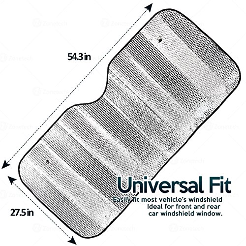Zone Tech Silver Foldable Sun Shade Premium Quality Metallic Reflective Car