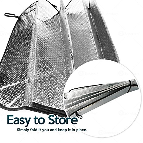 Zone Tech Silver Foldable Sun Shade Premium Quality Metallic Reflective Car