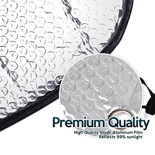 Zone Tech Silver Foldable Sun Shade Premium Quality Metallic Reflective Car