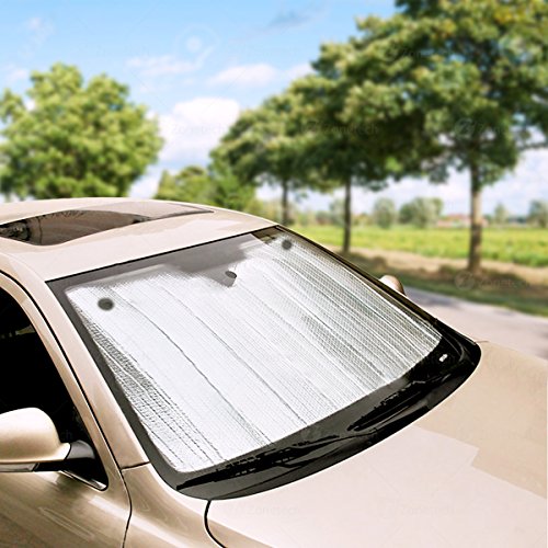 Zone Tech Silver Foldable Sun Shade Premium Quality Metallic Reflective Car