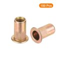 150pcs Rivet Nuts Flat Head M5-0 8 Carbon Steel Threaded Insert Knurled Body