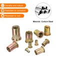 150pcs Rivet Nuts Flat Head M5-0 8 Carbon Steel Threaded Insert Knurled Body
