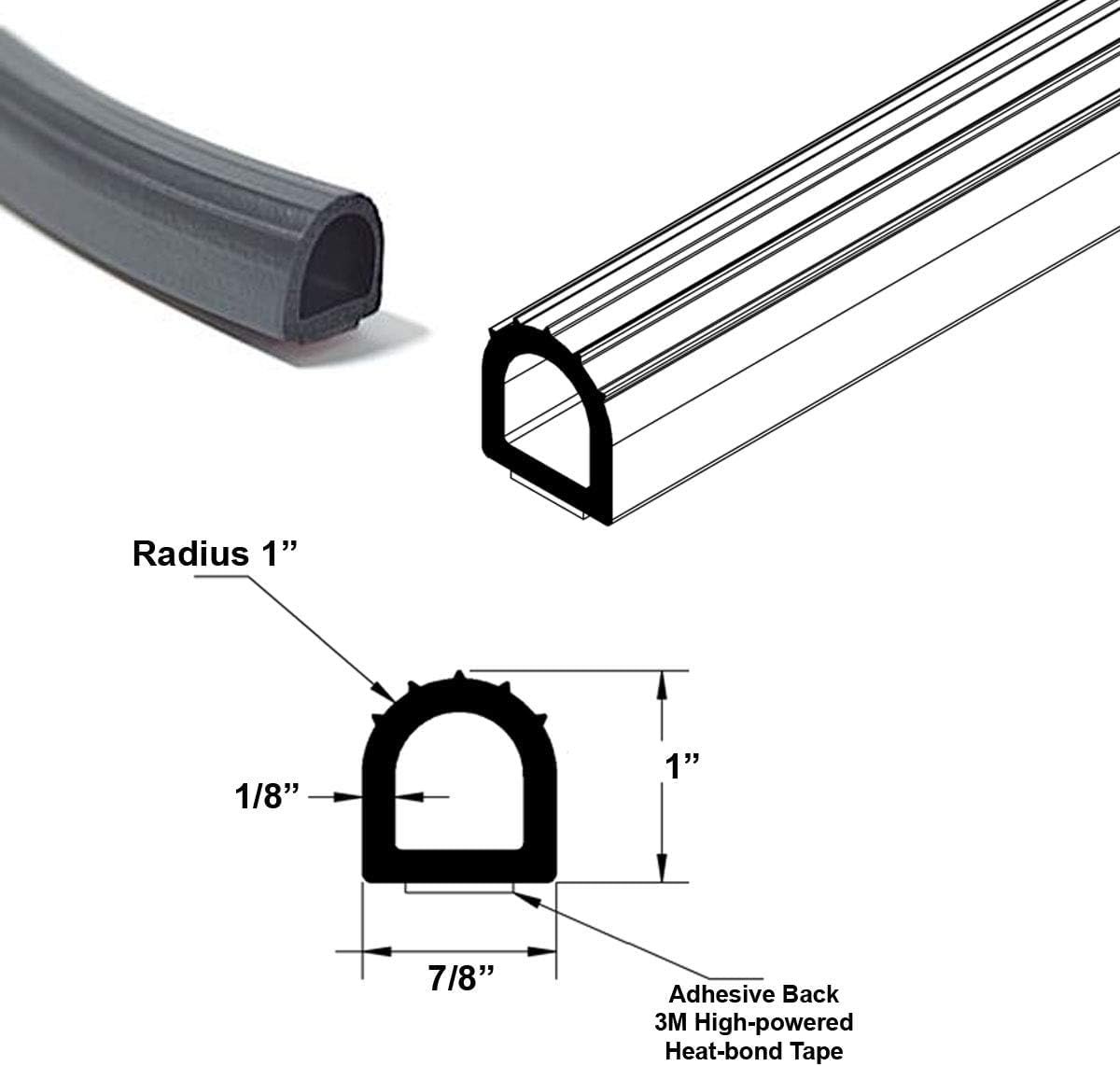 Automotive Water And Weather Resistant Adhesive Back Closed Cell Sponge Rubber Seal Black 1 Height 7 8 Backing 10 Ft