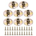 8pcs M8 T-nuts Zinc Plated Steel Brad Hole Tee Nut With Screws 3-hole Round Base Weld Nuts 17 2mm Height Through Flange Insert 