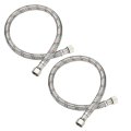 2 Pcs Braided Supply Connector 20 Inch Length Stainless Steel Faucet Lines 3 8 To Compression Hose With Brass Nuts For Kitchen 