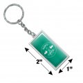Happy Camper With Campfire Rectangle Keychain In Chrome Plated Metal