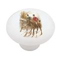 Victorian Horse Riders Decorative High Gloss Ceramic Drawer Knob 