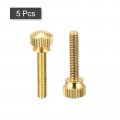 Uxcell 5pcs Knurled Thumb Screws M4x25mm Brass Shoulder Bolts Stepped Grip Knobs Fasteners For Pc Electronic Mechanical