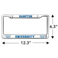 Hampton University School Logo License Plate Metal Frame Full Size Standard 12 3 In X 6 Uv And Water Resistant Stainless Steel