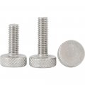 Foyoram 10pcs M5x25mm 304 Flat Head Hand Screw Stainless Steel Knurled Mesh Advertising Nail Adjustment Bolt