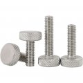 Foyoram 10pcs M5x25mm 304 Flat Head Hand Screw Stainless Steel Knurled Mesh Advertising Nail Adjustment Bolt