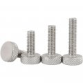 Foyoram 10pcs M5x25mm 304 Flat Head Hand Screw Stainless Steel Knurled Mesh Advertising Nail Adjustment Bolt