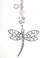 Beautifully Detailed Silver Metal Openwork Dragonfly With Faceted Pink And Lampwork Art Glass Ceiling Fan Pull Chain 
