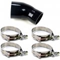 Squirrelly 4 To 3 Inch Elbow Black Silicone Reducer Coupler Kit 5 Pack Layers Reinforcement High Level 45 Degree Turbo Intake 