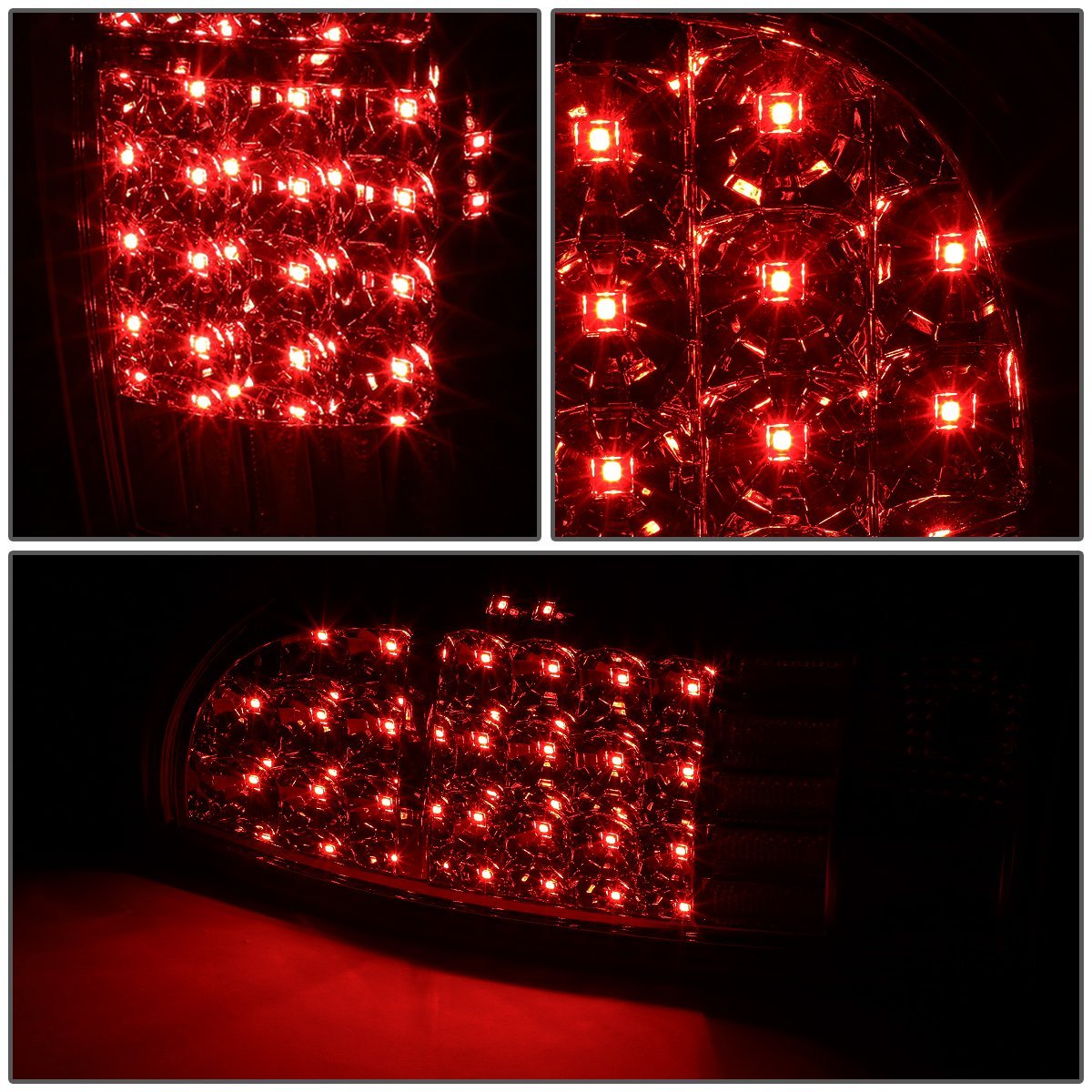 Auto Dynasty Full Led Tail Lights Assembly For 2005-2015 Toyota Tacoma Driver And Passenger Side Chrome Housing Smoked Lens