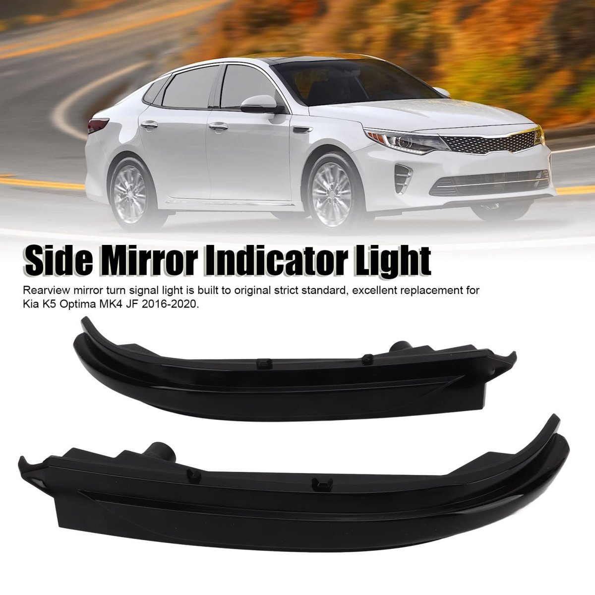 2pcs Rearview Mirror Turn Light Dynamic Side Marker Indicator Smoked Lens For K5 Optima Mk4 Jf 2016a 2020