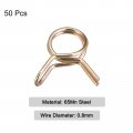 Uxcell Double Wire Spring Hose Clamp 50pcs 65mn Steel 6mm Inner Dia Fit 6 7mm-7 3mm Od Fuel Line Silicone Tube Clips Color Zinc