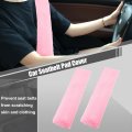 X Autohaux 4 Pcs Plush Car Seat Belt Protector Pads Shoulder Strap Seatbelt Soft Comfort Cover Universal Pink