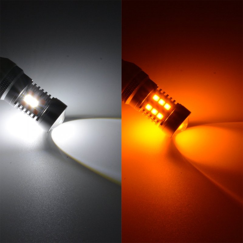 Katur 7443 7444na 7441 992 Extremely Bright Amber White Dual Color Switchback Turn Signal Led Light Bulbs Lens Brake With