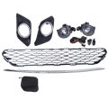 Secos Bumper Lower Grille Trim Fog Light Tow Cover Set For Nissan Rogue 2014 2015 2016 