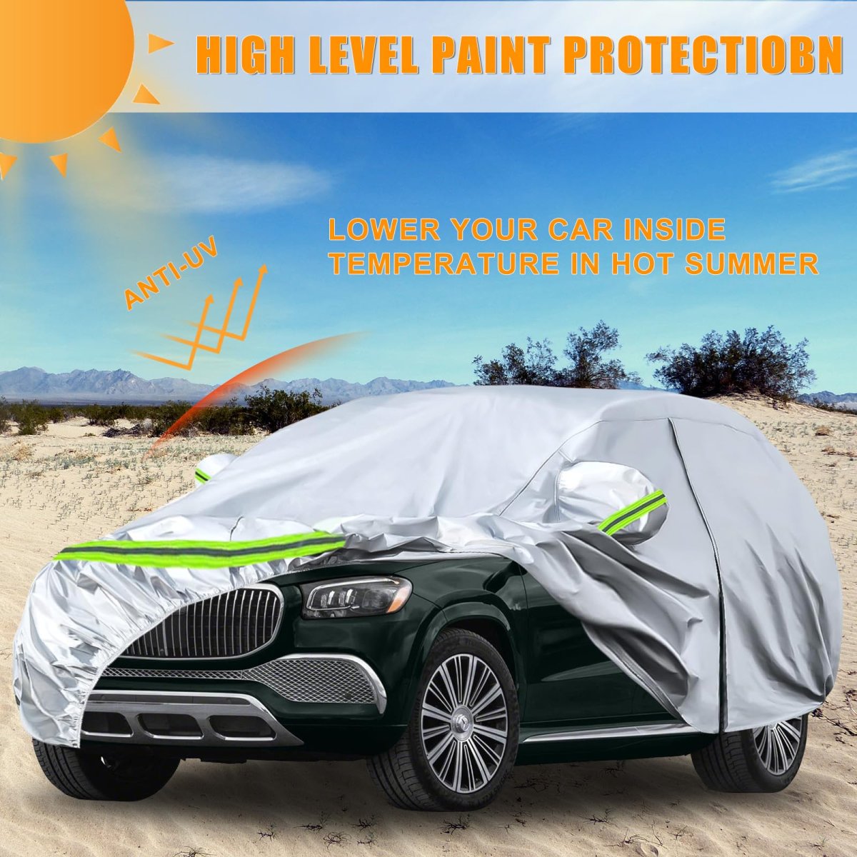 Waterproof Car Cover For 2006 2024 Mercedes Benz Gl Gls Class 450 450d 6 Layer Silver All Weather Protection With Zipper Door