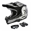 Tcmt Dot Youth Kids Motocross Offroad Street Helmet Motorcycle Dirt Bike Atv Goggles Gloves X-large Pattern Black Skull