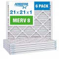 Aerostar 21x21x1 Merv 8 Pleated Air Filter Ac Furnace 6 Pack Actual Size 20 7 X 3 4 