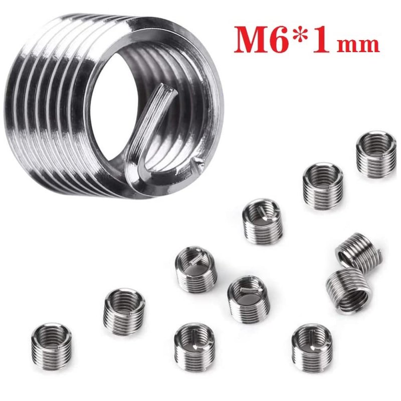 M6 X 1 0mm Thread Repair Insert Kit 30 Piece Stainless Steel Helicoil Coil Compatible Hand Tool Set For Auto Engine And Vehicle