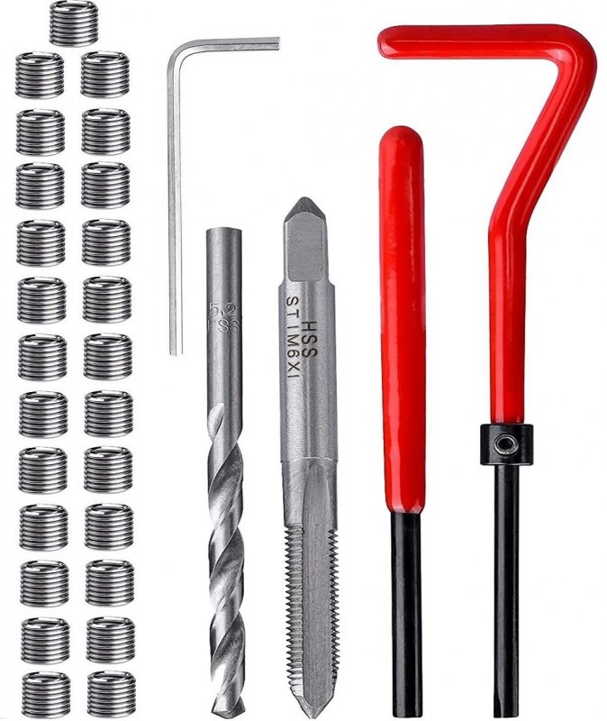 M6 X 1 0mm Thread Repair Insert Kit 30 Piece Stainless Steel Helicoil Coil Compatible Hand Tool Set For Auto Engine And Vehicle