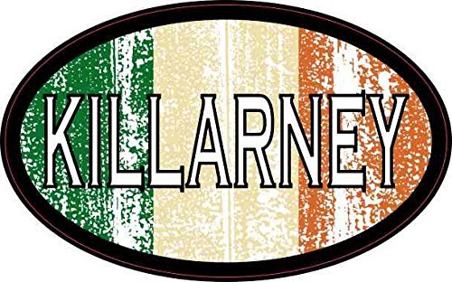 Stickertalk Oval Irish Flag Killarney Vinyl Sticker 4 Inches By 2 5