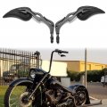 8mm Black Motorcycle Teardrop Rear View Side Mirrors Compatible With Road King Street Electra Glide Dyna Softail Black