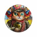 Veteran Pins Ukrainian Cat Soldier Keychain Stainless Steel With Ring 