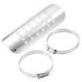 1 Set Universal Motorcycle Exhaust Heat Shield Pipe Guard Muffler Protector Silver Tone