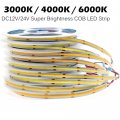 Vrabocry Fcob Cob Flexible High Density Uniform Light Led Strip 10w M 16 4ft Dc24v Cool White 6000k 8mm Width Dimmable Ribbon