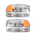Headlights Assembly Passenger And Driver Side Replacement For 99-06 Sierra 1500 00-06 Yukon Xl 2500 Chrome Housing Clear Lens 