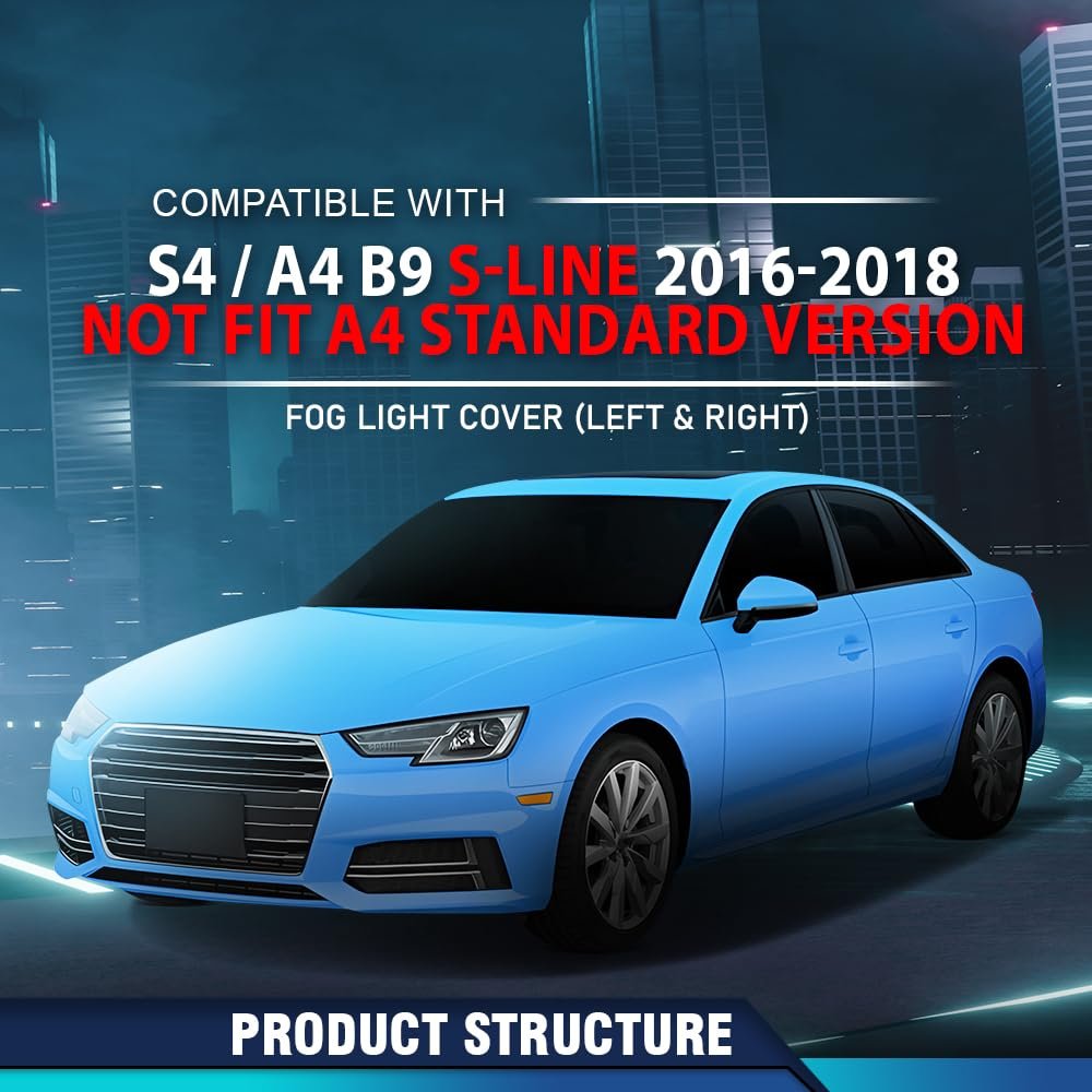 Front Fog Light Cover Bumper Grille Bezel Chrome For Audi S4 A4 B9 S-line 2016 2018 Not Fit Standard Version 8w0807681f