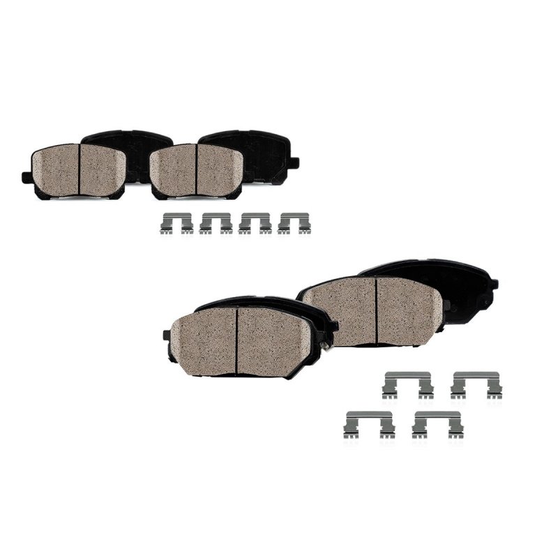 Callahan Cpk11136 Front Rear Performance Grade Quiet Low Dust 8 Ceramic Brake Pads Dual Layer Rubber Shims Hardware