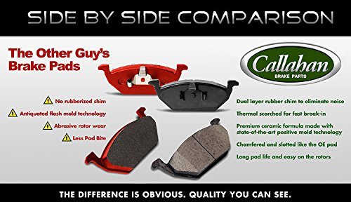 Callahan Cpk11136 Front Rear Performance Grade Quiet Low Dust 8 Ceramic Brake Pads Dual Layer Rubber Shims Hardware