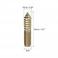 Uxcell M10x50mm Hanger Bolts 30pcs Double Ended Thread Dowel Screws For Wood Furniture Connecting